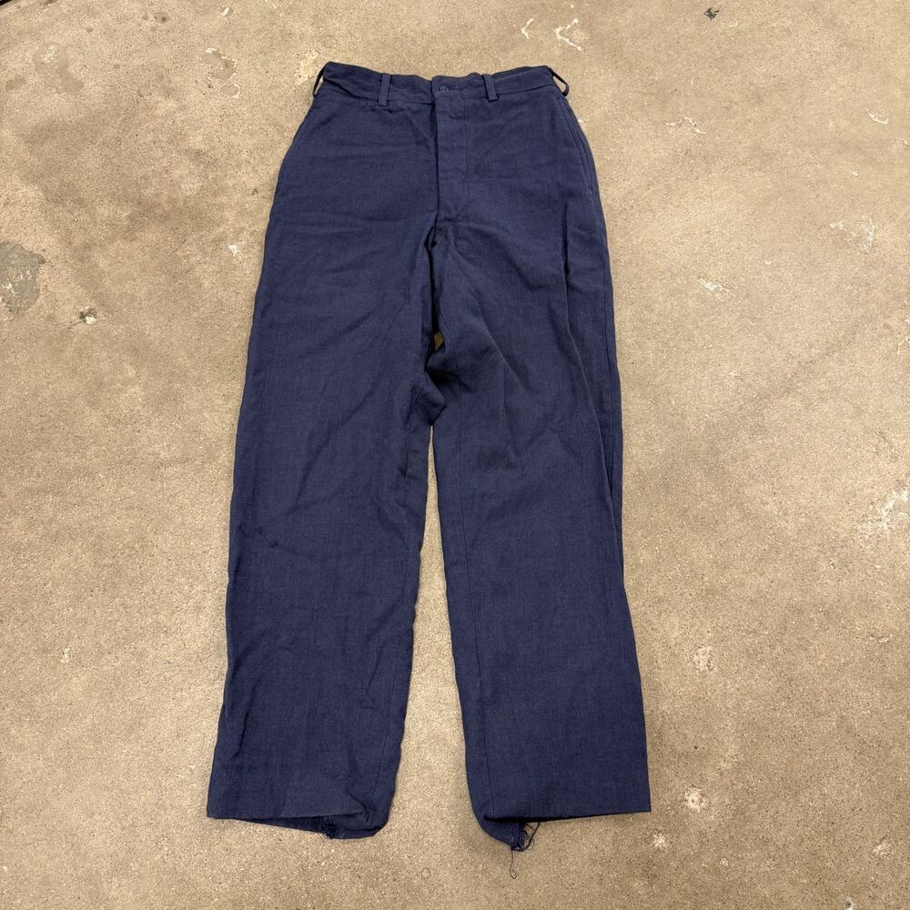 Vintage 50s Wool Rockabilly Straight Leg Trouser Pants Navy Talon 25x28
